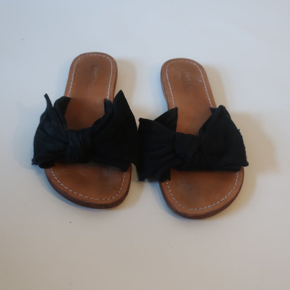 Womens Magali Pascal Black Suede Bow Tie Slides 37 US/7 *